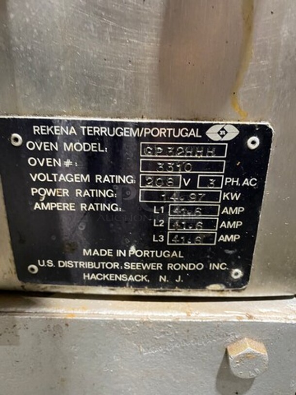 WOW! Elektro Grant Commercial Electric Powered Baking/ Pizza Oven! All Stainless Steel! On Casters! Model: GP32HHH SN: 3310 208/220V 3 Phase - Image 11 of 12