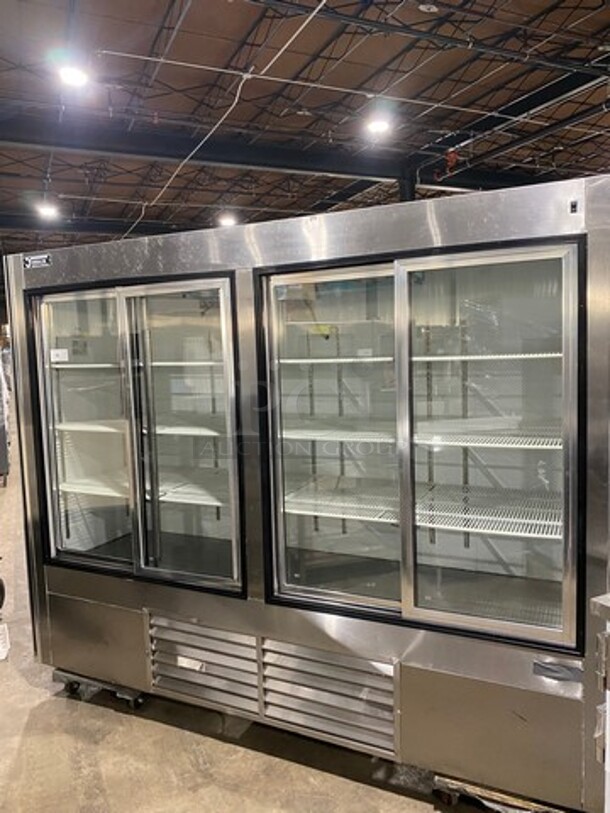 2013 Leader Commercial 4 Door Reach In Cooler Merchandiser! With View Through Doors! Poly Coated Racks! All Stainless Steel! Model: LS96 SN: PW05M0706 115V 60HZ 1 Phase - Image 1 of 9