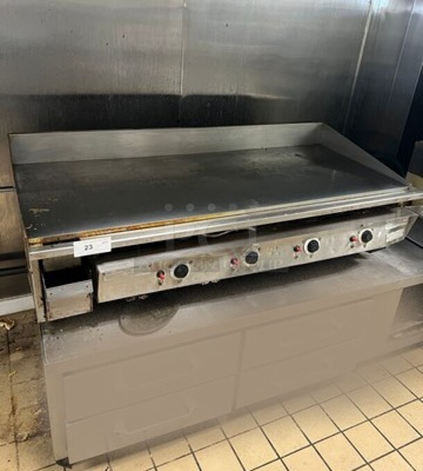 Keating Commercial Countertop Natural Gas Powered Flat Top Griddle! With Back And Side Splashes! All Stainless Steel! On Small Legs! WORKING WHEN REMOVED! Model: 60LD30 SN: GG32001