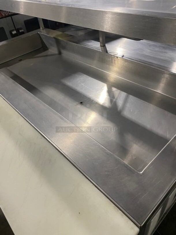 Seco Commercial Refrigerated Food Prep/Serve Station/Cold Pan! With Lowering Prep Line! With Commercial Cutting Board! With Overhead Shelf! With Underneath Storage Space! All Stainless Steel! Model 4CM Serial 598! 120V 1Phase! On Casters! - Image 6 of 10