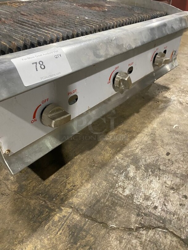 CPG Commercial Countertop Natural Gas Powered 36 Inch Char Broiler Grill! All Stainless Steel! Model CBR36 Serial 1708002288! On Legs! - Image 6 of 8