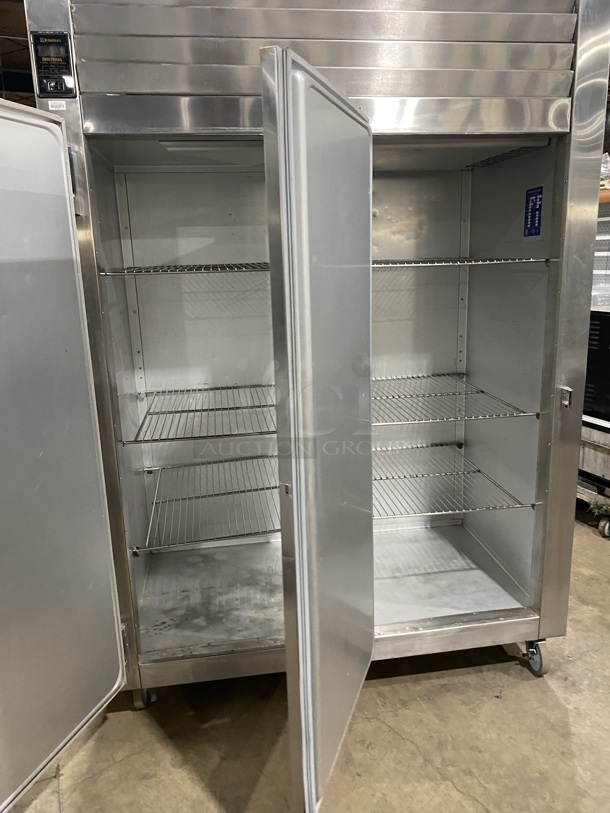 Traulsen Heavy Duty Commercial Stainless Steel 2 Door Reach In Freezer! With Racks!  208 Volts, 1 Phase! Model ALT232WUT Serial 227187! On Casters! Working When Removed!  - Image 4 of 9