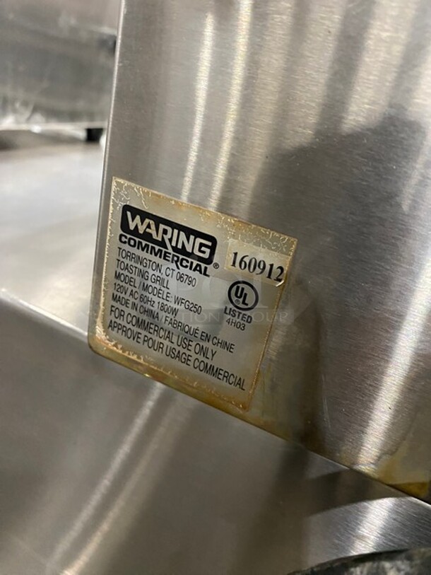 Waring Commercial Countertop Panini/Sandwich Tostato Supremo Grill! All Stainless Steel! Press With Flat Surface! Model: WFG250 SN: 160912 120V - Image 5 of 8