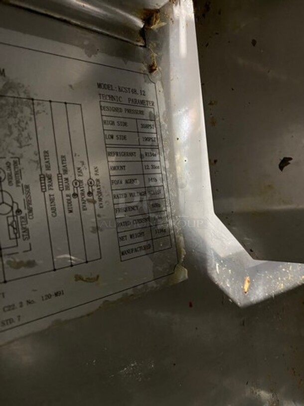 Kelvinator Commercial Refrigerated Sandwich Prep Table! With 2 Door Underneath Storage Space! Poly Coated Racks! All Stainless Steel! On Casters! Model: KCST4812 115V 60HZ 1 Phase - Image 6 of 8