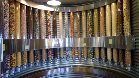 One AWESOME SILO Display With Dry Food/Candy Dispensers. Assembly Required. 