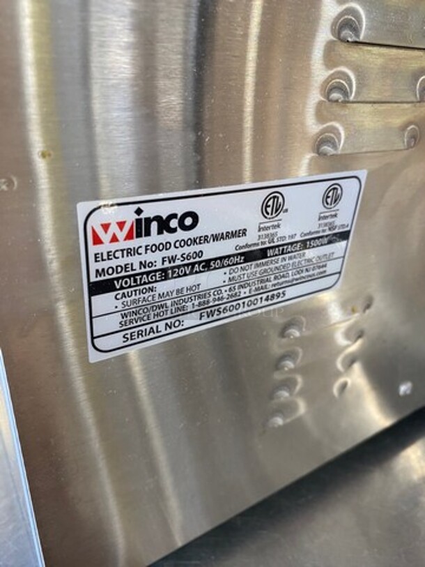 Winco Commercial Countertop Single Well Food Warmer! All Stainless Steel! Model: FWS600 SN: FWS60010014895 120V - Image 5 of 8