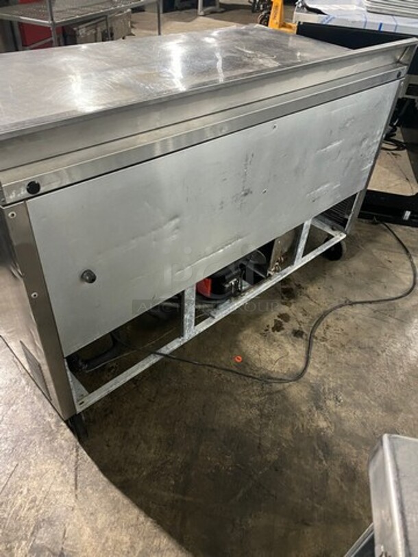 True Commercial 2 Door Work/Prep Top Lowboy Cooler! With Backsplash! All Stainless Steel! With Poly Coated Racks! On Casters! Model: TWT60 SN: 12972936! 115V 60HZ 1 Phase!
 - Image 3 of 8