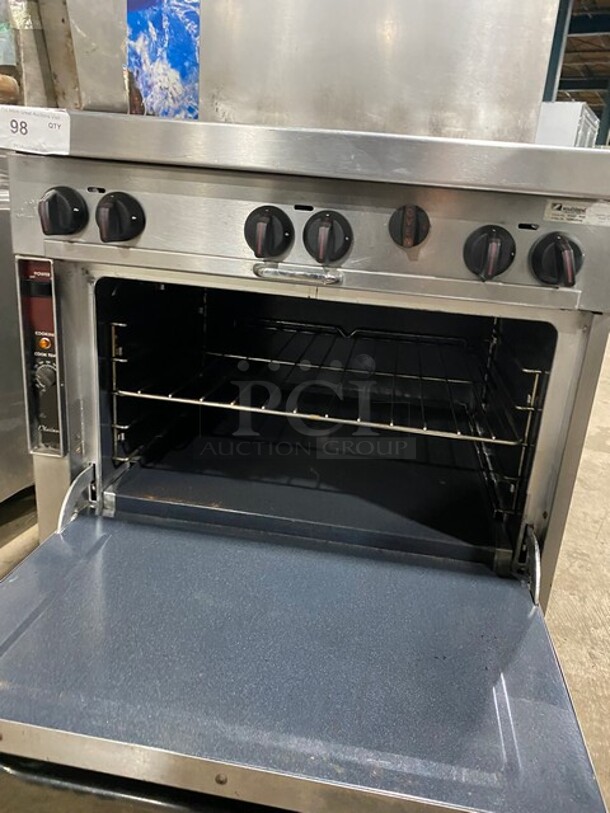 NICE! Southbend Commercial 6 Burner Stove! With Full Size Oven Underneath! With Raised Backsplash! All Stainless Steel! Model P32DBBB Serial 05M09248! On Casters! - Image 7 of 11
