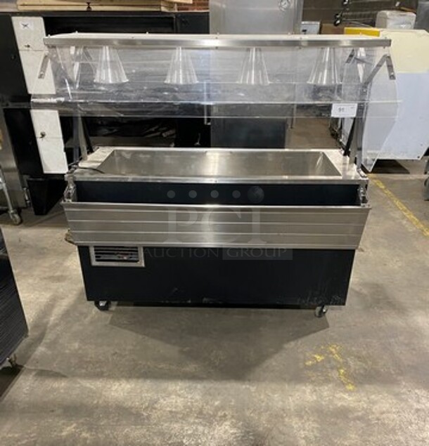 Vollrath Commercial Refrigerated Food Serving Station Counter/ Cold Pan! With Sneeze Guard! With Lowering Prep Line! Stainless Steel Body! On Casters! Model: R3871660 SN: B31500809205001 120V 60HZ 1 Phase - Image 1 of 10