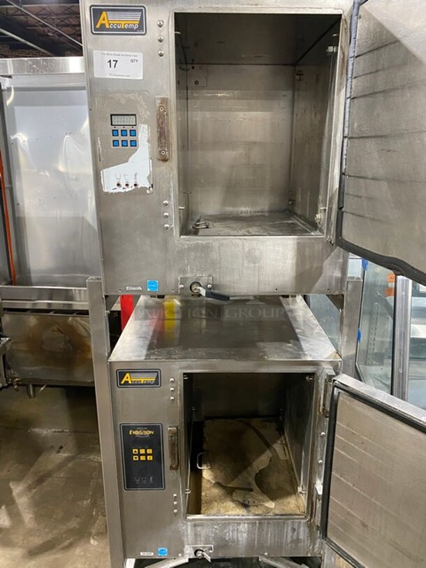 2016 Accutemp All Stainless Steel Commercial Electric Powered Double Deck Steame! Om Stand With Legs! 440/480 Volts, 3 Phase! 2 X Your Bid Makes One Unit!  - Image 5 of 11