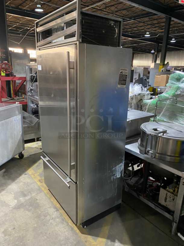 Sub Zero Commercial Single Door Reach In Refrigerator! With Built In Freezer Drawer Underneath! With Shelves And Poly Coated Racks! All Stainless Steel! Model: 650S2 SN: P2199384 115V 60HZ 1 Phase - Image 2 of 10