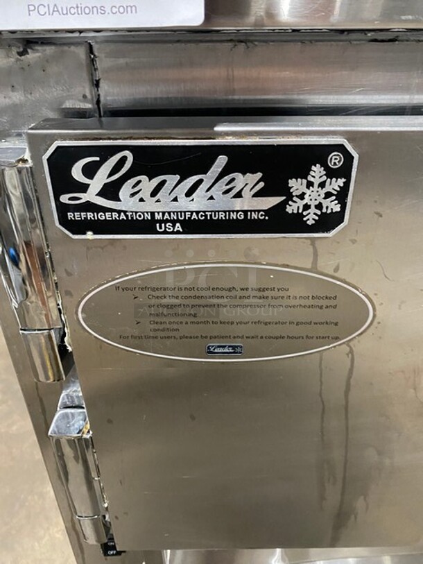 Leader! All Stainless Steel Refrigerated Pizza Marble Table Top! Model DR48SC! 115V! 60HZ! 1Phase! On Casters!
 - Image 7 of 10