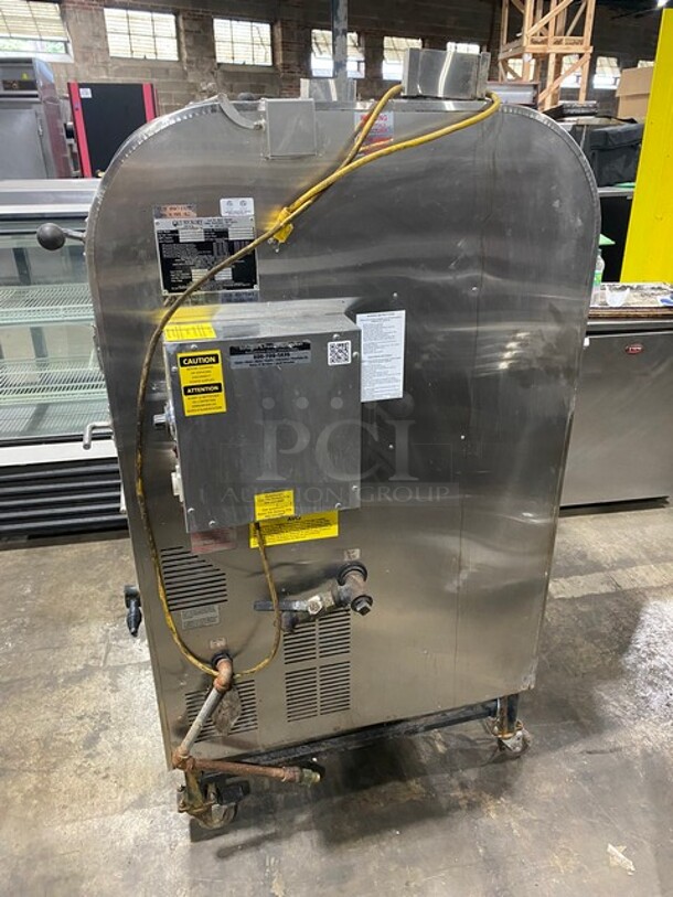 AMAZING! Ole Hickory Pits Wood Burning Barbecue Multi-Use Smoker! Natural Gas Powered! With 4 Oven Racks! All Stainless Steel! Model CTO Serial C161010184! On Casters! WORKING WHEN REMOVED! - Image 3 of 10