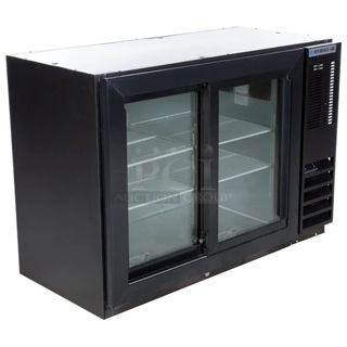 BRAND NEW SCRATCH & DENT! Beverage-Air BB48HC-1-GS-B 48" Black Underbar Height Sliding Glass Door Back Bar Refrigerator. TESTED! EASILY COOLS DOWN TO TEMP! 