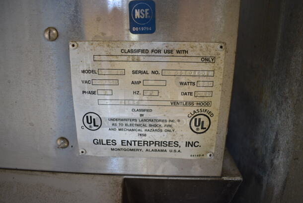 CTX Stainless Steel Commercial Electric Powered Conveyor Pizza Oven w/ Giles Model OVH10 Stainless Steel Commercial Ventless Hood. 208/240 Volts, 1 Phase. 52x28x34 - Image 2 of 8