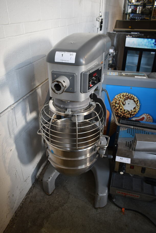 Hobart Legacy HL300 Metal Commercial Floor Style 30 Quart Planetary Dough Mixer w/ Stainless Steel Mixing Bowl and Bowl Guard. 100-120 Volts, 1 Phase. Tested and Working!