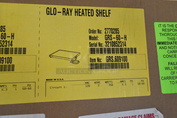 BRAND NEW IN BOX! Hatco GRS-60-H 60" x 17 1/2" Glo-Ray Stainless Steel Portable Heated Shelf Warmer. 120 Volts, 1 Phase.  - Image 4 of 4