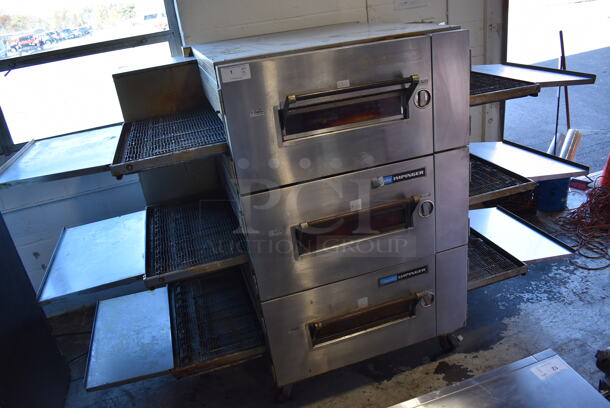 3 Lincoln Impinger 1622-000-U-K1819 Stainless Steel Commercial Electric Powered Conveyor Pizza Oven on Commercial Casters. New Elements Were Installed In All Decks 2 Years Prior To Removal. New Control Module Was Installed on the Bottom Deck 1 Week Prior to Removal. 120/208 Volts, 3 Phase. 80x62x67. 3 Times Your Bid! Pulled From a Working Environment! - Image 3 of 8