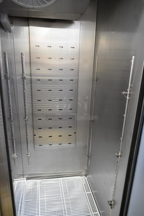 BRAND NEW SCRATCH AND DENT! 2024 Atosa Model MBF8002GR Stainless Steel Commercial 2 Door Reach In Freezer w/ Poly Coated Racks on Commercial Casters. 115 Volts, 1 Phase. Tested and Working! - Image 4 of 8