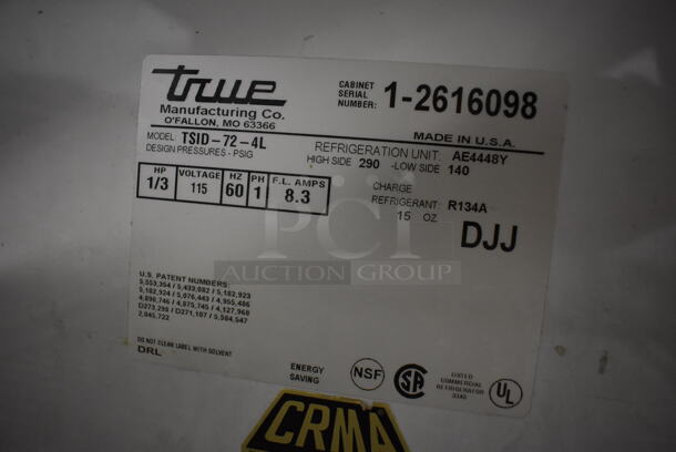 True TSID-72-4L Stainless Steel Commercial Deli Display Case Merchandiser on Commercial Casters. 115 Volts, 1 Phase. 72.5x32x46.5. Tested and Working! - Image 4 of 5