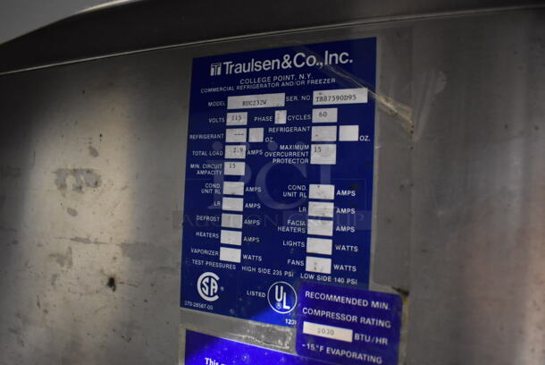 Traulsen RUC232W Stainless Steel Commercial Undercounter 2 Door Cooler Merchandiser. 115 Volts, 1 Phase. 62x36x34. Cannot Test Due To Missing Power Cord - Image 6 of 7