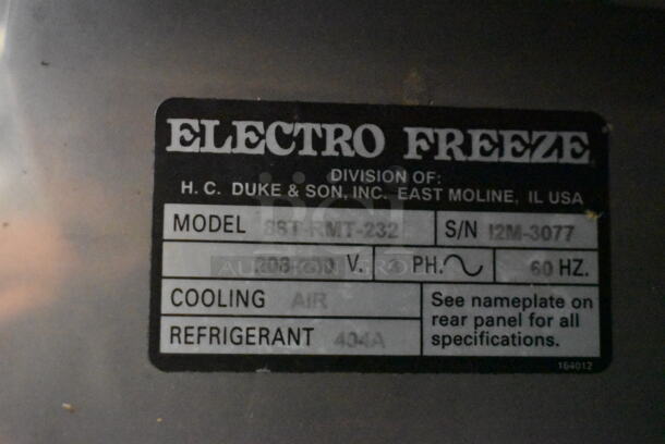Electro Freeze 88T RMT-232 Stainless Steel Commercial Floor Style Air Cooled 2 Flavor w/ Twist Soft Serve Ice Cream Machine on Commercial Casters. 208-230 Volts, 3 Phase.  - Image 7 of 7