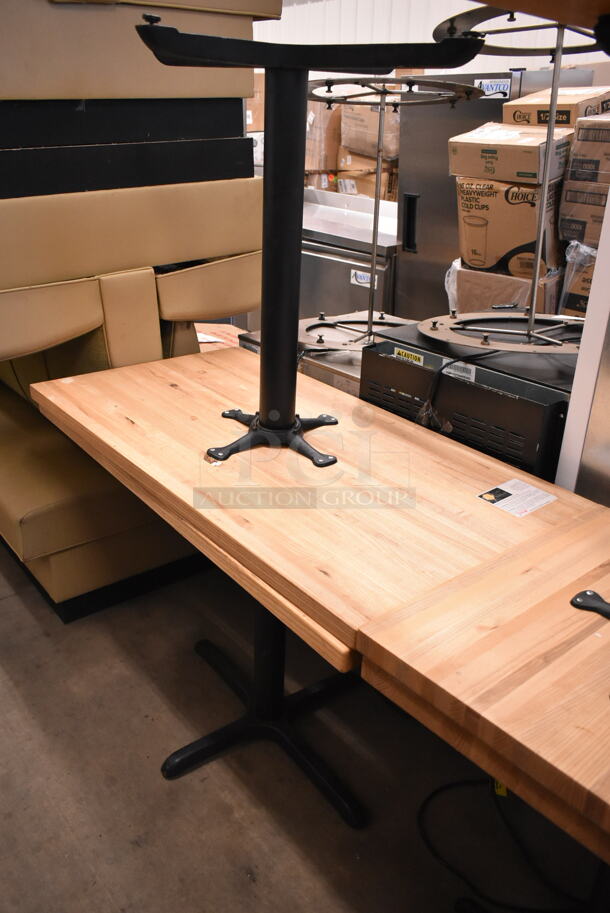 3 Butcher Block Dining Height Table on Black Metal Table Base. 3 Times Your Bid! - Image 5 of 6