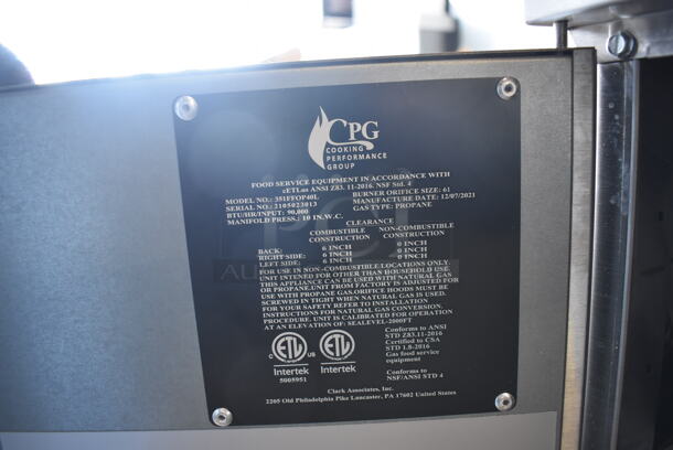 LIKE NEW! 2021 CPG 351FFOP40L Stainless Steel Commercial Floor Style Liquid Propane Gas Powered 40 Pound Deep Fat Fryer w/ 2 Metal Fry Baskets. 90,000 BTU. 16x32x45. Tested and Working! - Image 7 of 8