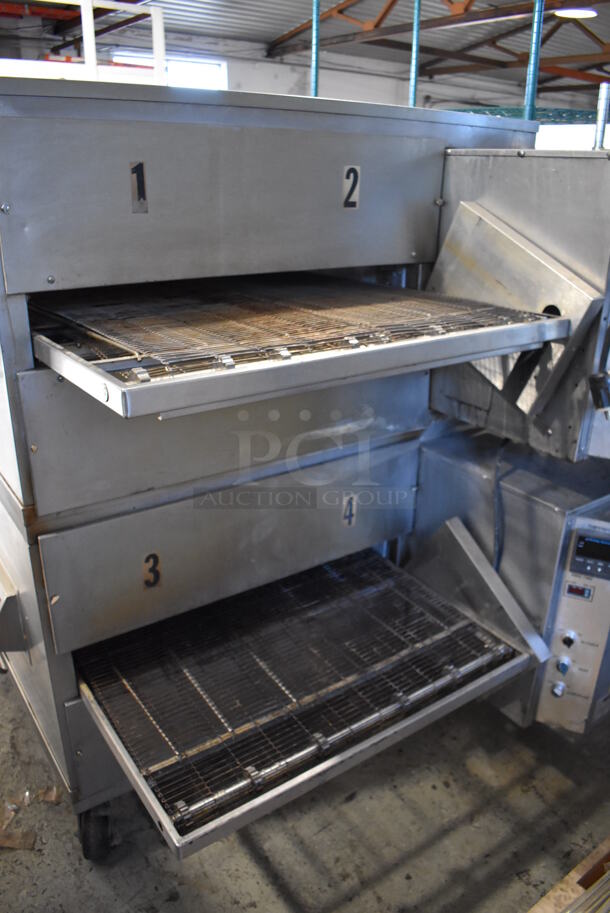 2 Middleby Marshall PS200 S8 Stainless Steel Commercial Natural Gas Powered Conveyor Pizza Oven on Commercial Casters. 120,000 BTU. 84x51x64. 2 Times Your Bid! - Image 4 of 9