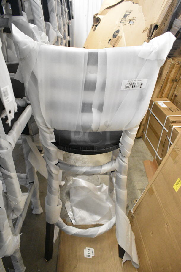 19 BRAND NEW SCRATCH AND DENT! Lancaster Table & Seating 164BMTLADFR Black Metal Bar Height Ladder Back Seat. 19 Times Your Bid!  - Image 4 of 5