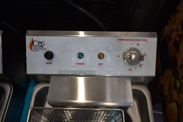BRAND NEW SCRATCH AND DENT! Cooking Performance Group CPG DF-18-2 Stainless Steel Commercial Floor Style Electric Powered Double Bay Deep Fat Fryer w/ 2 Metal Fry Baskets. 208-240 Volts. Tested and Working! - Image 5 of 8