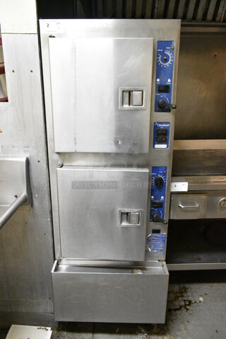 Cleveland Gemini 10 Stainless Steel Commercial Floor Style 2 Deck Steam Cabinet. This Unit Was In Working Condition When the Restaurant Closed. (kitchen)