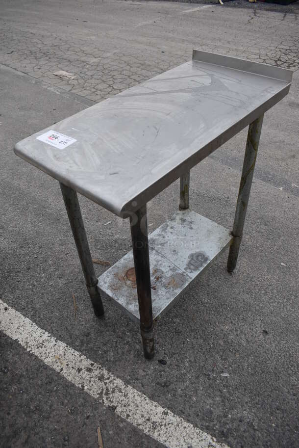 Stainless Steel Table w/ Back Splash and Metal Under Shelf. 15x30x35