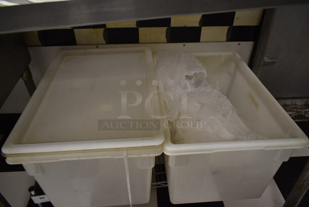 Chrome Finish Wire Dunnage Rack w/ 2 White Poly Bins. (kitchen) - Image 3 of 7