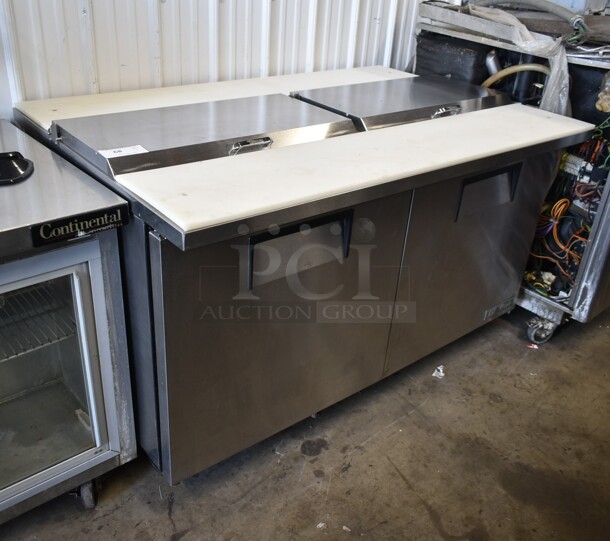 2017 True TSSU-60-16-DS-ST Stainless Steel Commercial Dual Side Prep Table Bain Marie w/ 2 Cutting Boards on Commercial Casters. 115 Volts, 1 Phase. Tested and Working!