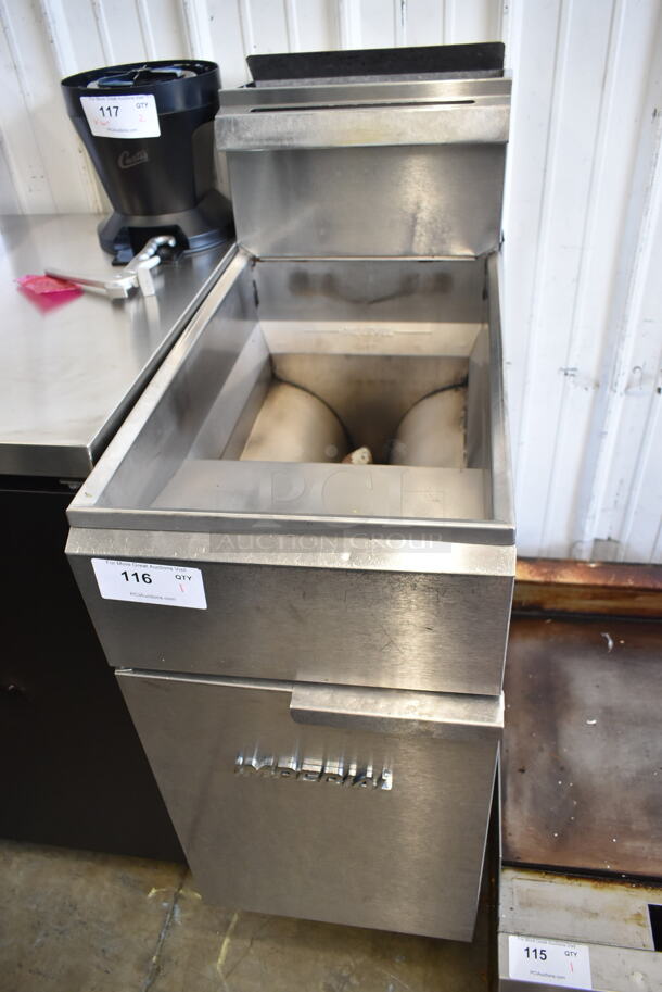 Imperial IFS-40-OP Stainless Steel Commercial Floor Style Propane Gas Powered Deep Fat Fryer. 105,000 BTU.  - Image 1 of 3