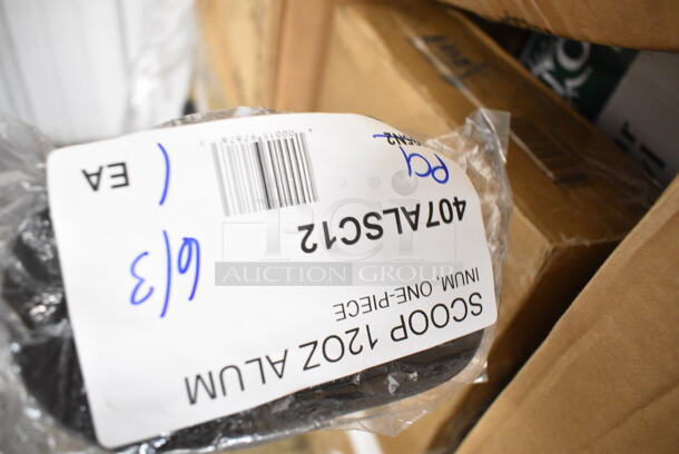PALLET LOT of 32 BRAND NEW Boxes Including 712B5548D Steelton Stainless Steel Double Tier Speed Rail - 48", Kimberly-Clark Professional 55760 Gray C-Fold / Multifold Countertop Paper Towel Dispenser, Choice Shoe Covers, 24515112CBKBL Baker's Lane 15" x 11 1/2" x 2 1/4" Kraft Auto-Popup Donut / Bakery Box - 100/Bundle, 966TALLFLDN Choice Kraft Natural Tall-Fold 6" x 13" Dispenser Napkin - 8000/Case, Libbey 840-520R-8 Porcelana Rolled Edge Coupe Platter 8" x 6 1/4" Bright White Oval Porcelain - 36/Case, 407ALSC12 Choice 12 oz. One-Piece Aluminum Scoop, 395TO961 EcoChoice 9" x 6" x 3" Compostable Sugarcane / Bagasse 1 Compartment Take-Out Container - 200/Case, 129MCR24B Choice 24 oz. Black Round Microwavable Heavy Weight Container with Lid 7 1/4" - 150/Case, AD12 Genpak 12 oz. Clear Hinged Deli Container - 200/Case, 999IC16B Choice 16 oz. Blue Paper Frozen Yogurt / Food Cup - 50/Pack. 32 Times Your Bid!  - Image 9 of 12
