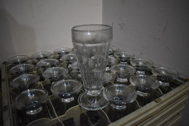6 Caddies of Various Glasses Including Sundae Glasses. Includes 3.5x3.5x7. 6 Times Your Bid! (glass room - off of bar area) - Image 3 of 3