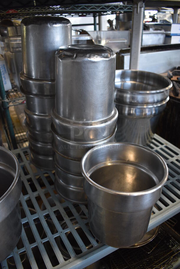 ALL ONE MONEY! Metro Lot of 3 Tiers of Various Items Including 22 Stainless Steel Cylindrical Bins, Poly Beverage Tumblers, Cooling Racks. Does Not Include Metro Shelving Unit - Image 6 of 9