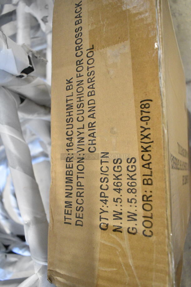 12 BRAND NEW SCRATCH AND DENT! Lancaster Table & Seating 164CCROSSFR Black Metal Cross Back Dining Height Chair w/ 12 Cushions. 12 Times Your Bid!  - Image 7 of 9