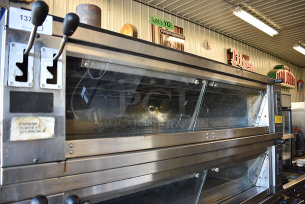 Pavailler Stainless Steel Commercial Electric Powered 3 Deck Digital Steam Artisan Brick Oven Pizza Oven on Metal Legs. Appears To Be Model Rubis 4B. 208-220 Volts, 3 Phase. 67x56x74 - Image 4 of 11