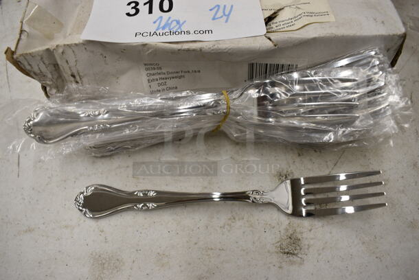 24 BRAND NEW IN BOX! Winco 0039-05 Stainless Steel Chantelle Dinner Forks. 7.5". 24 Times Your Bid! - Image 2 of 4