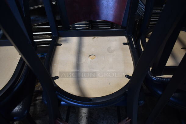 12 Black Metal Bar Height Chairs w/ Wooden Back Rest and Black Seat Cushion. 12 Times Your Bid! - Image 5 of 5