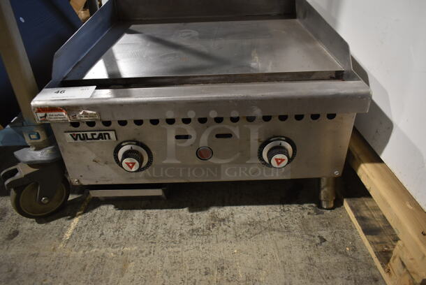 Vulcan VCRG24-T1 Stainless Steel Commercial Countertop Natural Gas Powered Flat Top Griddle.  - Image 3 of 5