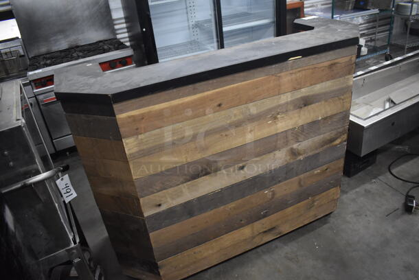 Wood Pattern Portable Bar on Commercial Casters. 61x29x48 - Image 9 of 10