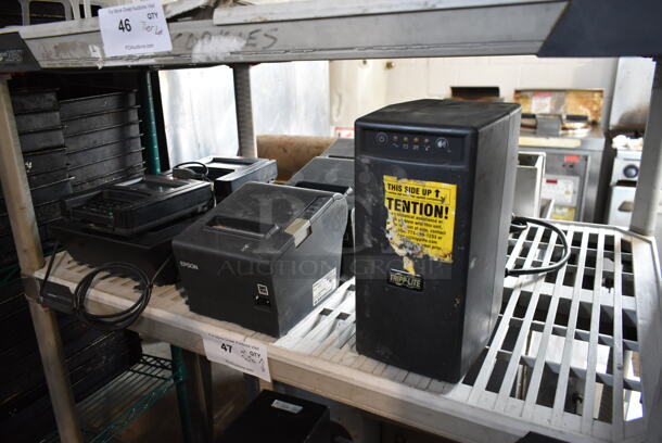 ALL ONE MONEY! Two Tier Lot of Various Items Including Epson Receipt Printers, Par POS Monitor, Computer Tower and Cash Drawer - Image 4 of 12
