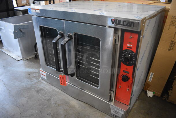 BRAND NEW SCRATCH AND DENT! Vulcan Model VC5GD-11D1Z Stainless Steel Commercial Gas Powered Full Size Convection Oven w/ View Through Doors, Metal Oven Racks and Thermostatic Controls. 40x32x31 - Image 3 of 8