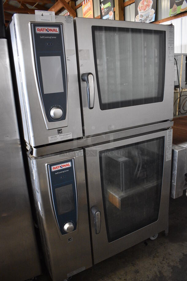 2 2019 Rational Stainless Steel Commercial Combitherm Self Cooking Center Convection Ovens on Commercial Casters. Top Model: SCC WE 62. Bottom Model: SCC WE 102. 480 Volts, 3 Phase. 42x40x72. 2 Times Your Bid! - Image 4 of 8