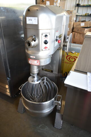 Attias USA60 Metal Commercial Floor Style 60 Quart Planetary Dough Mixer w/ Stainless Steel Mixing Bowl, Whisk and Paddle Attachments. 208 Volts, 3 Phase. 