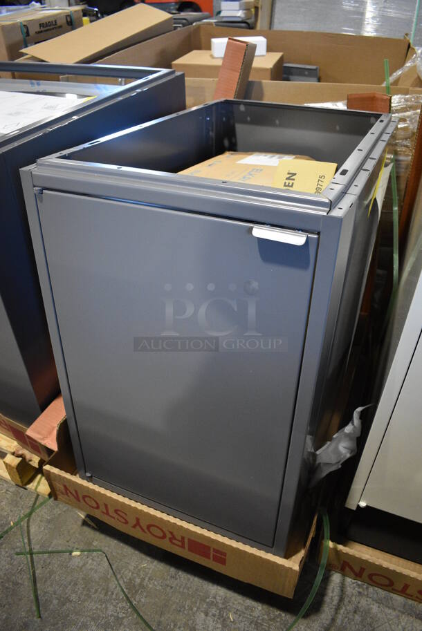 BRAND NEW IN CRATE! Royston Gray Metal Cabinet w/ Single Bay Drop In Sink and Moen Faucet. 18x30x27 - Image 5 of 11